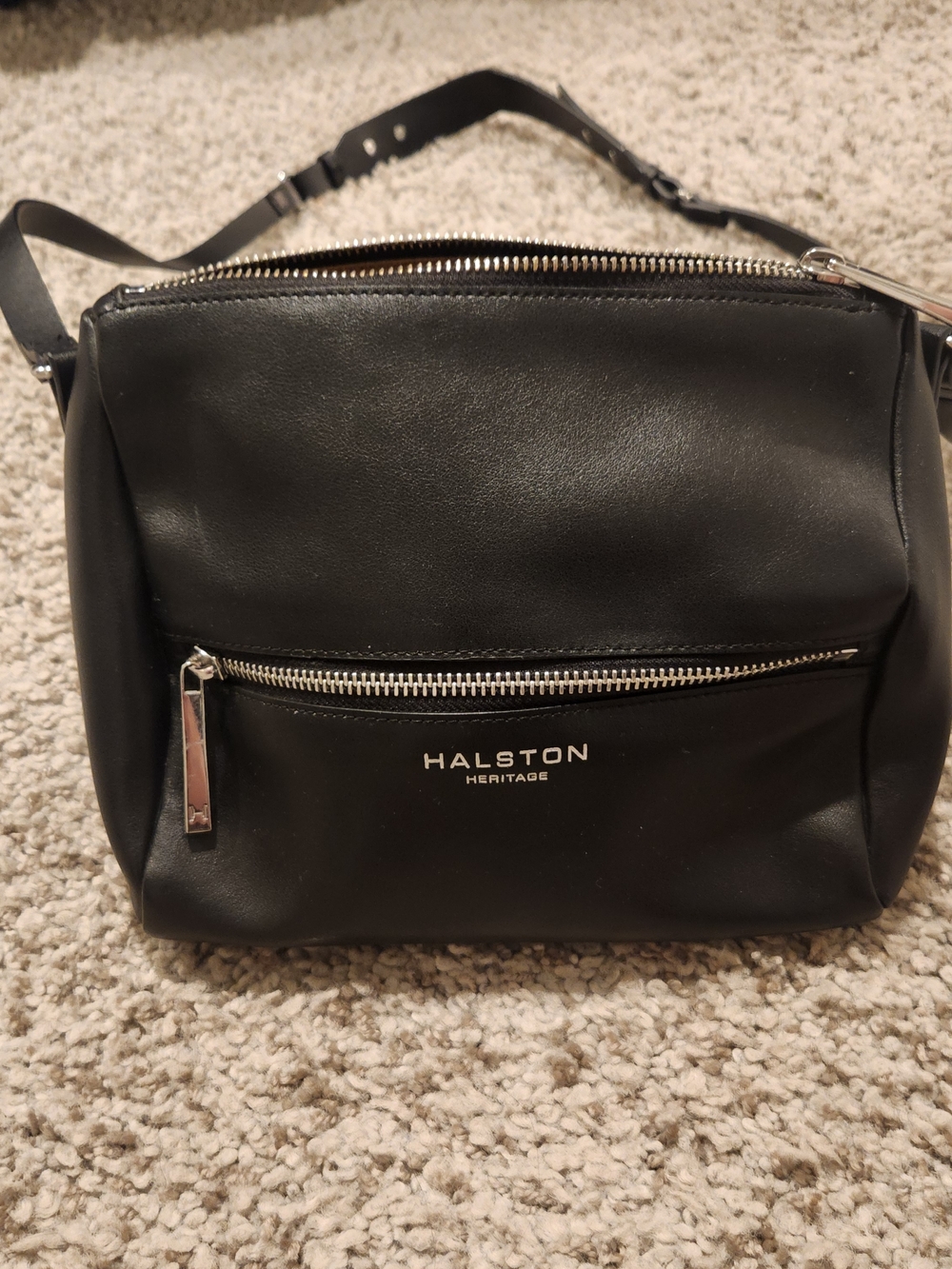 Halston Heritage Black Leather Crossbody Bag
